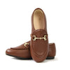 Manuela Brown Pebbled Buckle Loafer-Tassel Children Shoes