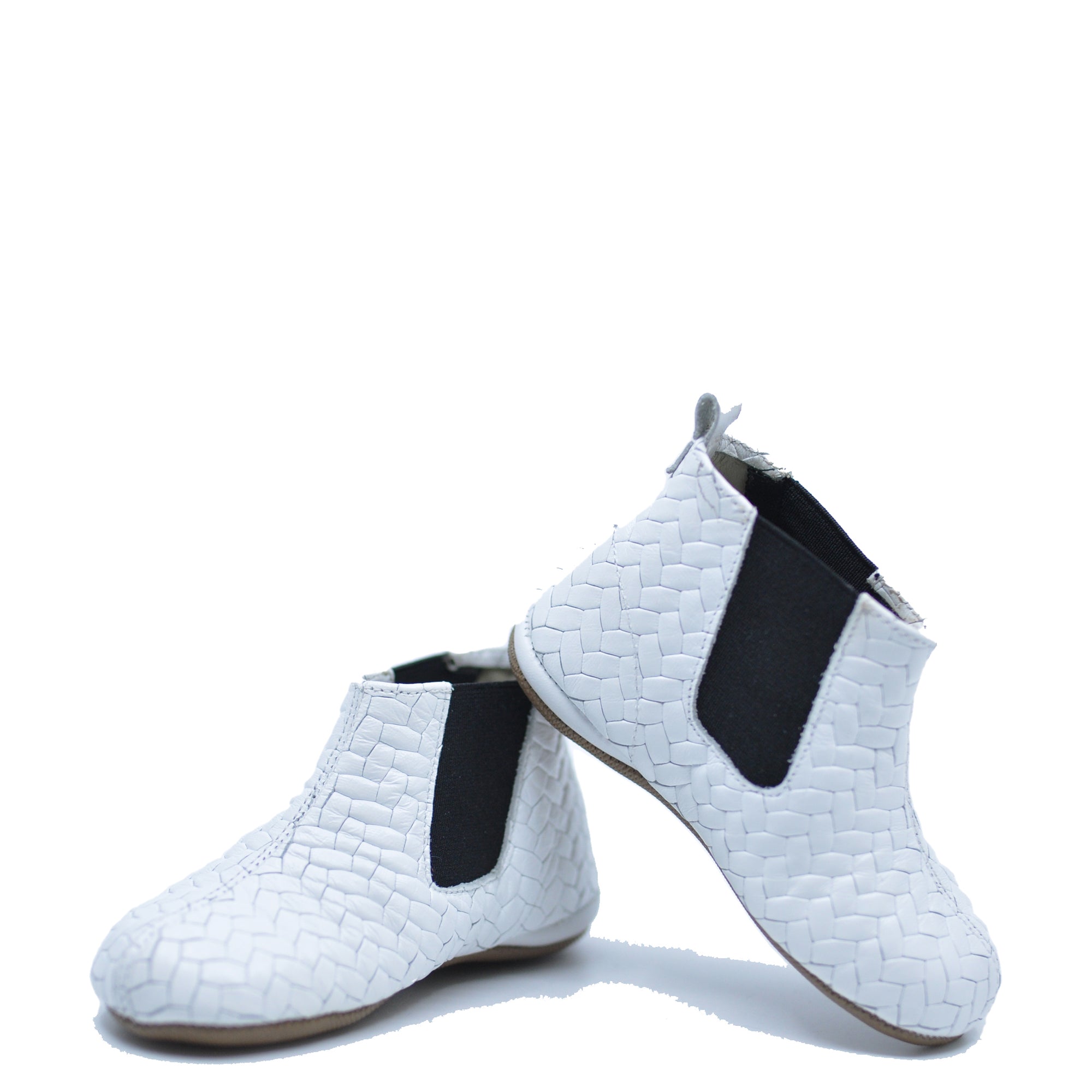 Pepe White Weave Elastic Bootie-Tassel Children Shoes