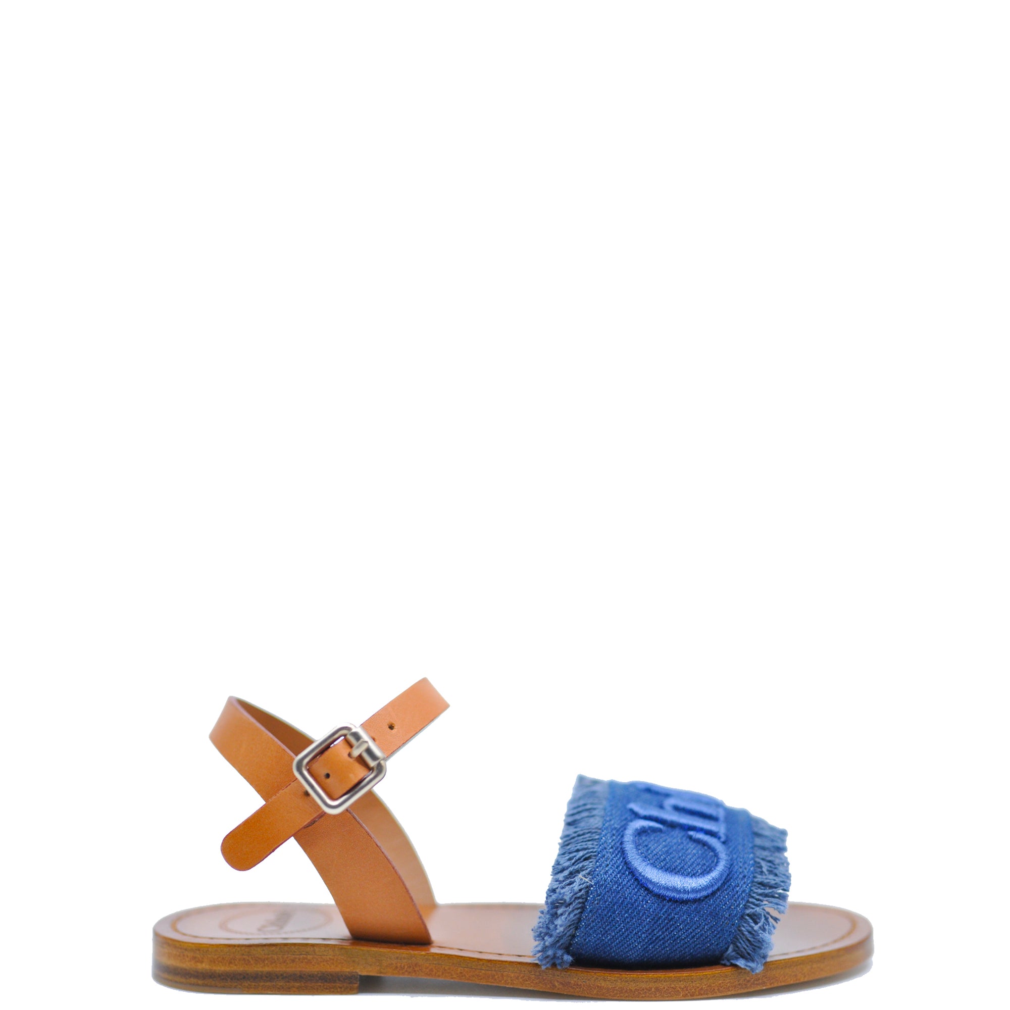 Chloe Denim Logo Sandal-Tassel Children Shoes
