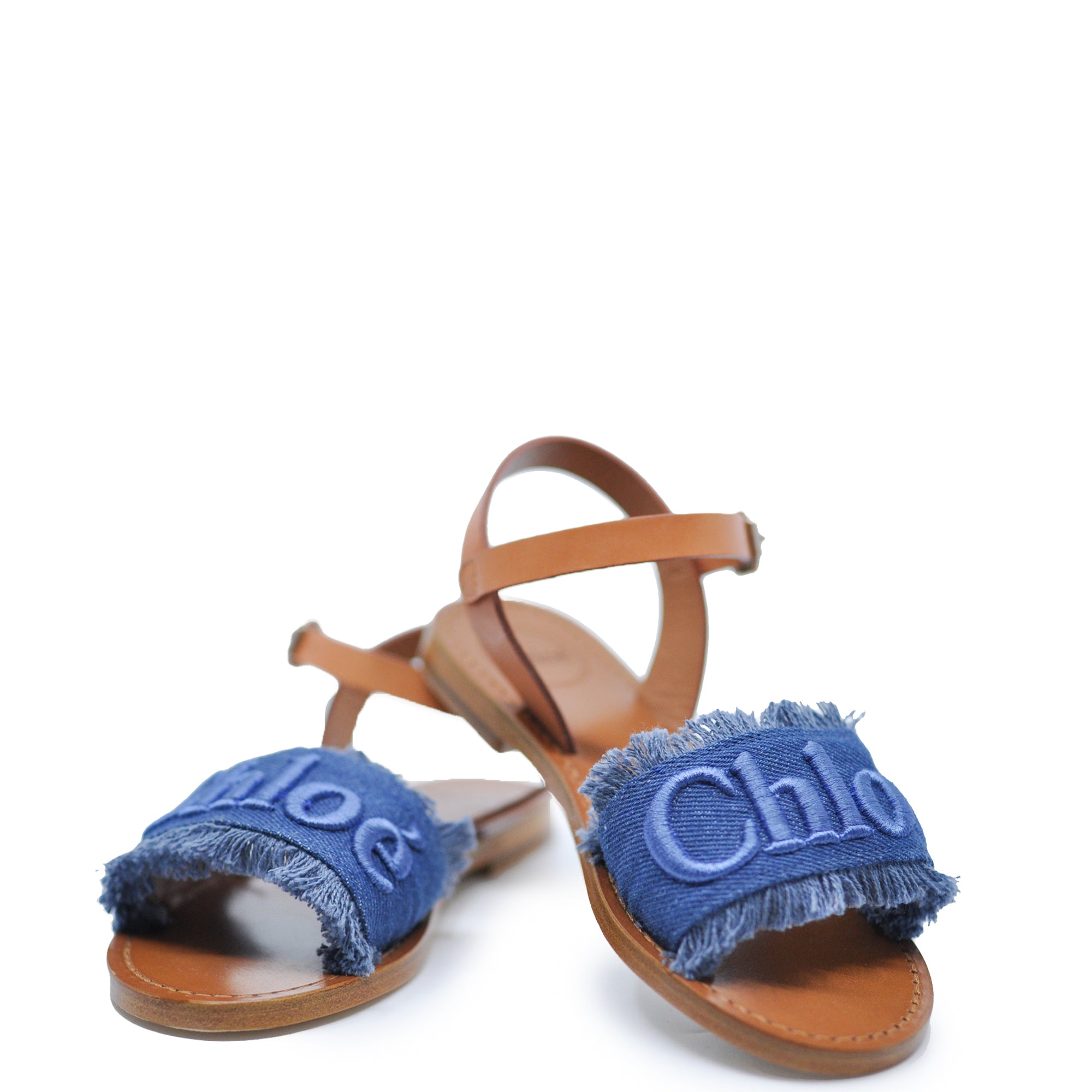 Chloe Denim Logo Sandal-Tassel Children Shoes