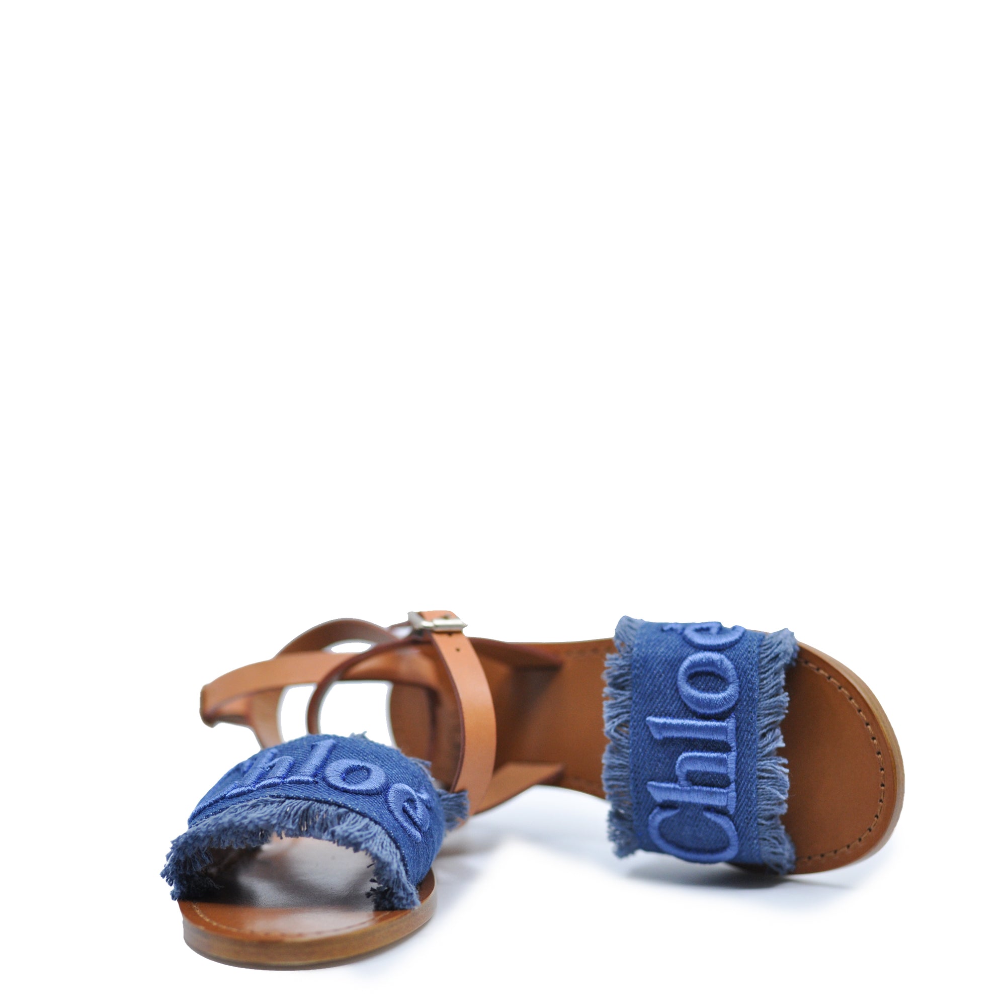 Chloe Denim Logo Sandal-Tassel Children Shoes