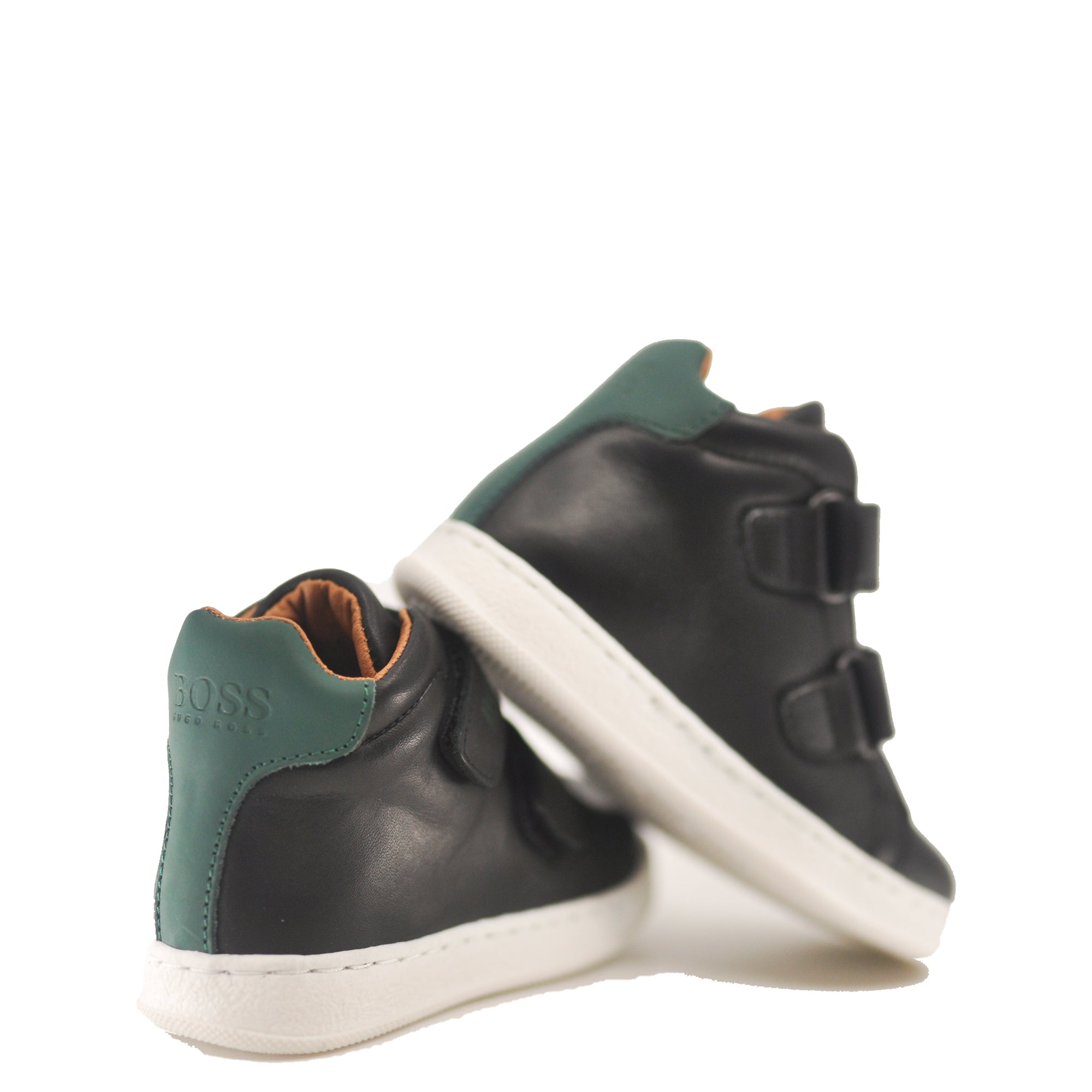 Hugo Boss Black Leather Velcro Baby Sneaker-Tassel Children Shoes