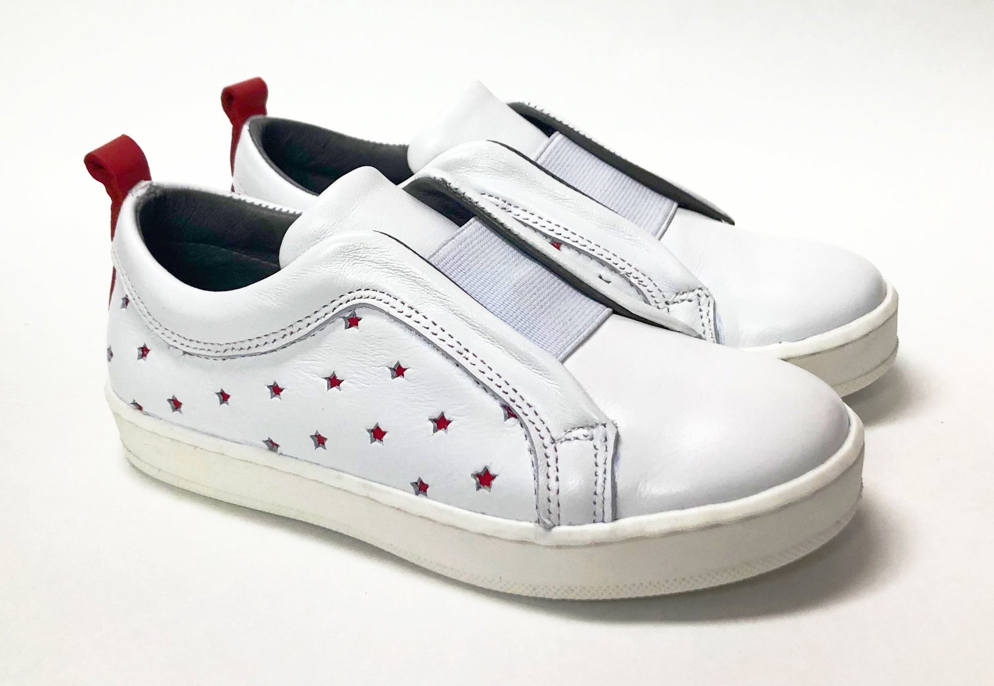 Blublonc White and Red Star Slip-On Sneaker-Tassel Children Shoes