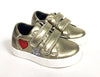 Blublonc Gold Velcro Sneaker with Stars and Hearts-Tassel Children Shoes