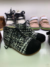 Emel Black and White Tweed Captoe Baby Bootie-Tassel Children Shoes