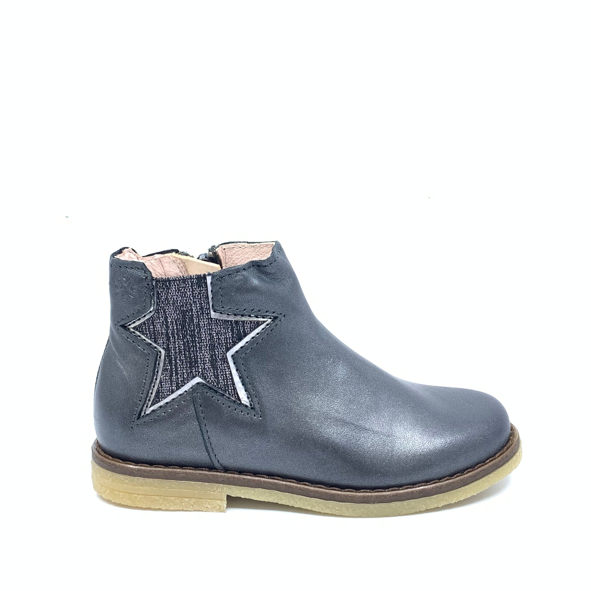 Acebos Gray Leather Star Bootie-Tassel Children Shoes