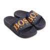 Hugo Boss Navy and Gold Logo Slides-Tassel Children Shoes