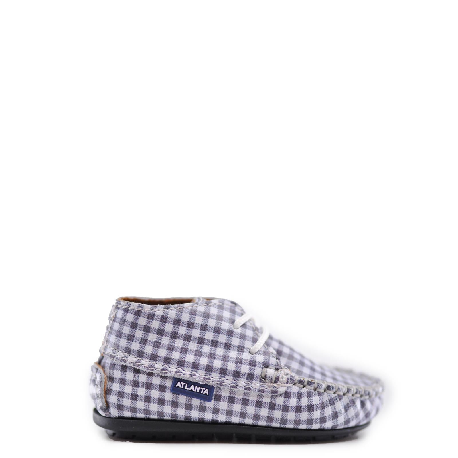 Atlanta Mocassin Gray Gingham Baby Bootie-Tassel Children Shoes