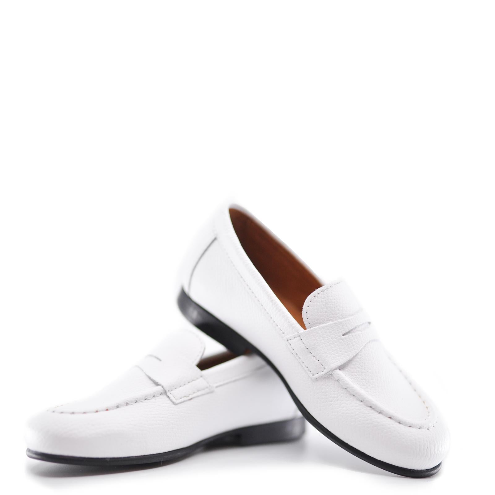 Atlanta Mocassin White Leather Penny Dress Shoe-Tassel Children Shoes