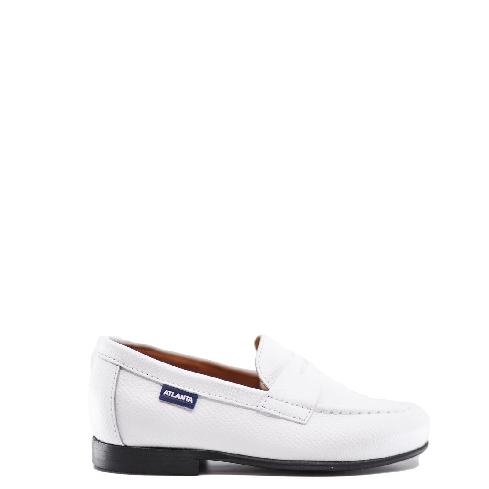 Atlanta Mocassin White Leather Penny Dress Shoe-Tassel Children Shoes