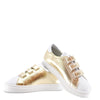 Atlanta Mocassin Gold and White Star Velcro Sneaker-Tassel Children Shoes