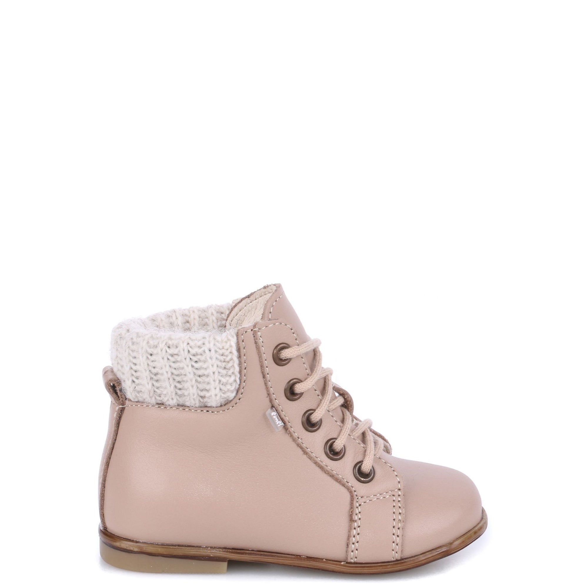 Emel Taupe Leather Knit Baby Bootie-Tassel Children Shoes