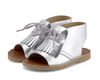 Young Soles Silver Leather Bootie Sandal-Tassel Children Shoes