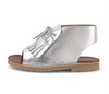 Young Soles Silver Leather Bootie Sandal-Tassel Children Shoes