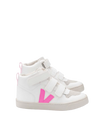 Veja Pink and White Hi-Top Sneaker-Tassel Children Shoes
