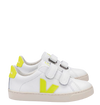 Veja White and Neon Velcro Sneaker-Tassel Children Shoes