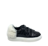 MAA Black Patent and White Fur Velcro Sneaker-Tassel Children Shoes
