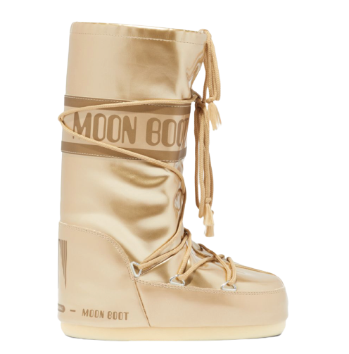 Moon Boot Gold Patent Nylon-Tassel Children Shoes