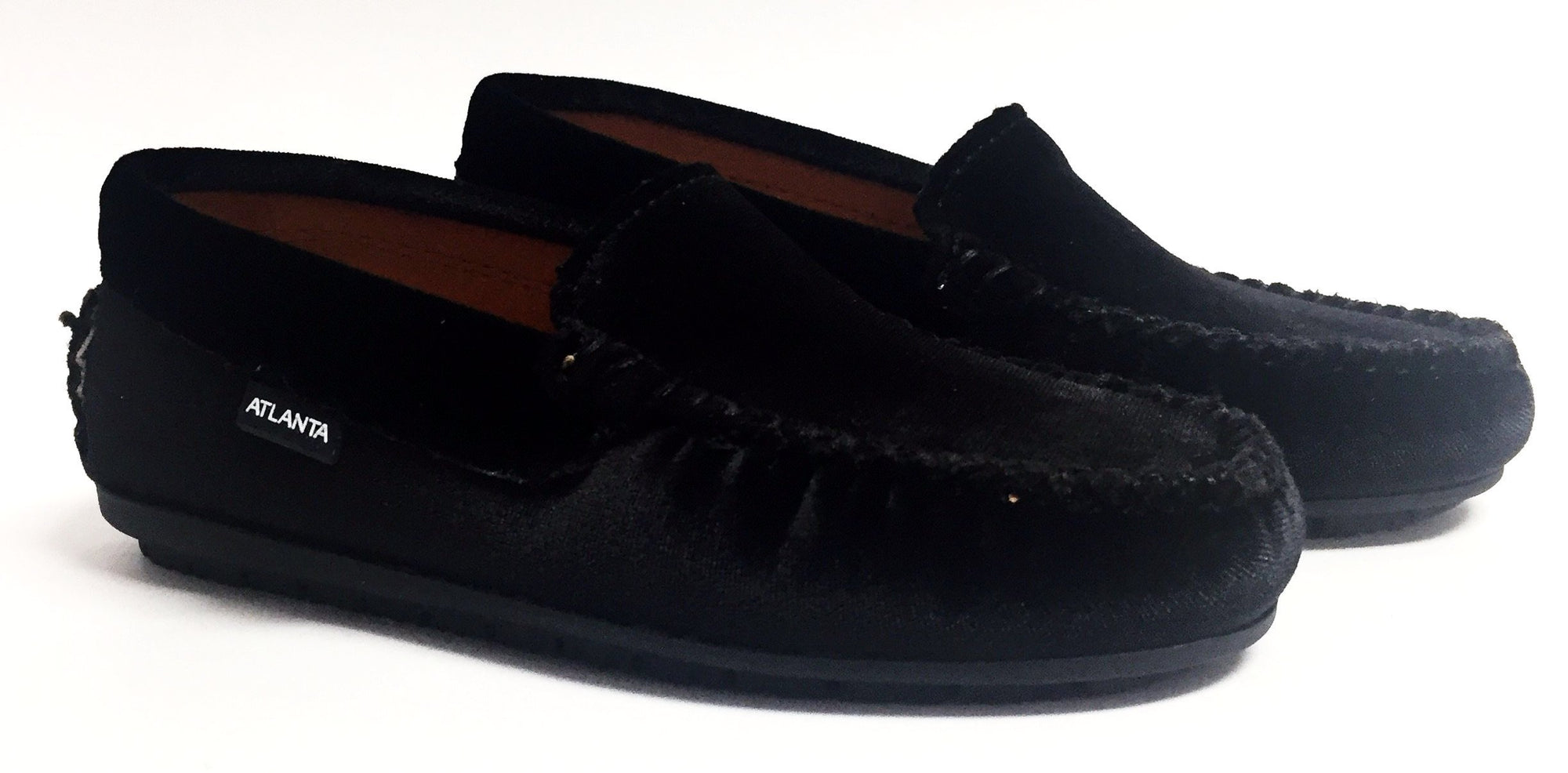 Atlanta Mocassin Black Velvet Loafer-Tassel Children Shoes