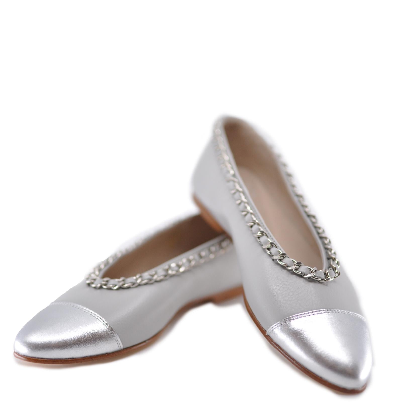 Hoo Gray and Silver Chain Flat-Tassel Children Shoes