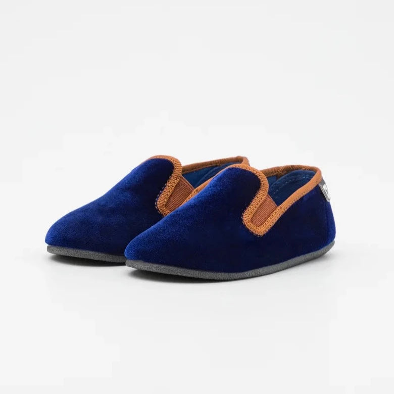 Bonton Navy Velvet Smoking Loafer-Tassel Children Shoes