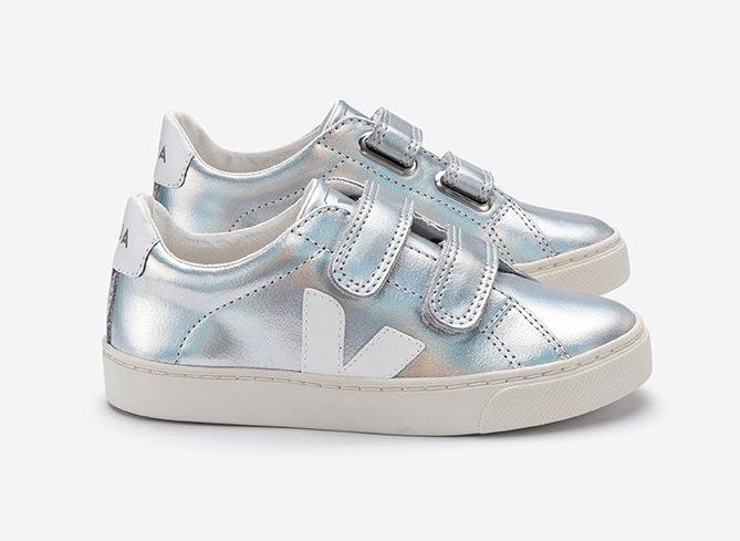 Silver sale velcro trainers