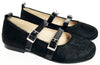 Hoo Black Pony Double Velcro Mary Jane-Tassel Children Shoes