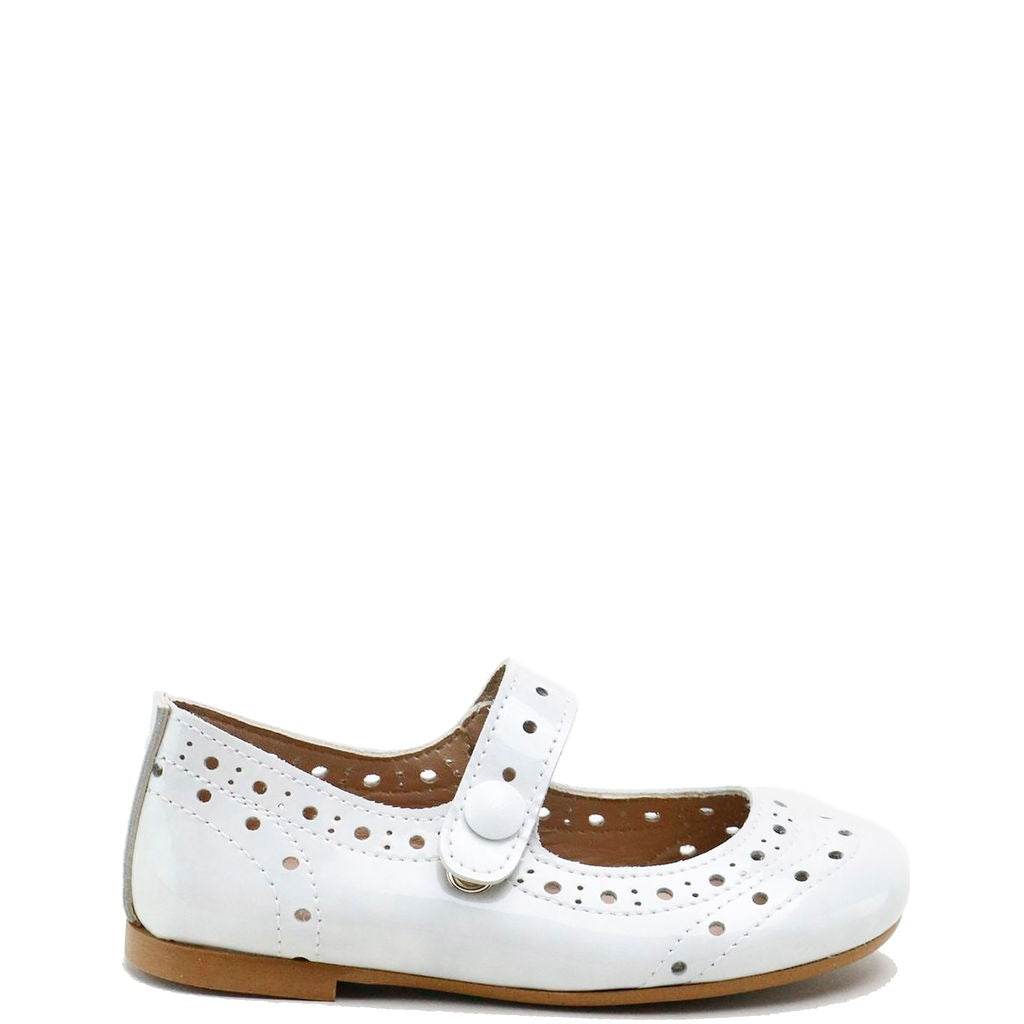 Papanatas Light Gray Patent Perforated Mary Jane-Tassel Children Shoes