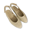 Papanatas Gold Linen Velcro Slingback-Tassel Children Shoes