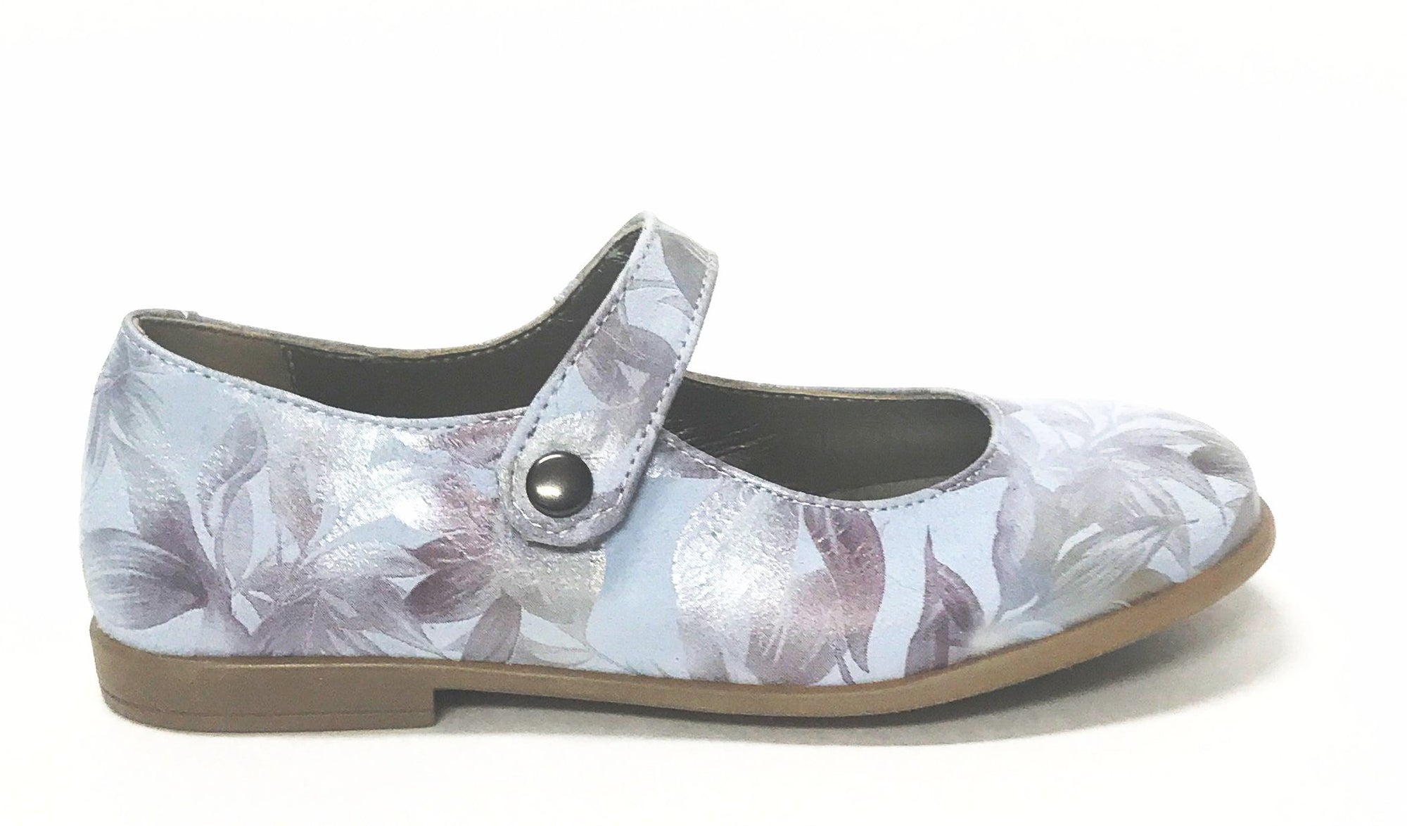Pepe Blue/Silver Floral Mary Jane-Tassel Children Shoes