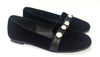 Blublonc Black Velvet Pearl Smoking Slipper-Tassel Children Shoes