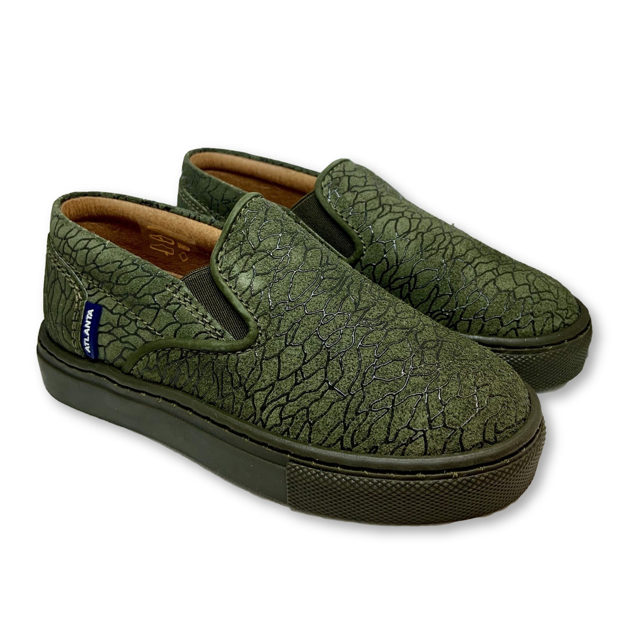 Atlanta Mocassin Hunter Green Textured Slip-on Sneaker-Tassel Children Shoes