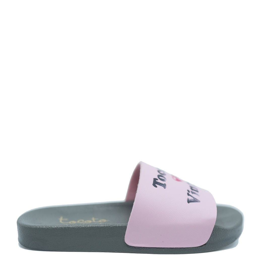 Tocoto Pink Love Slide-Tassel Children Shoes