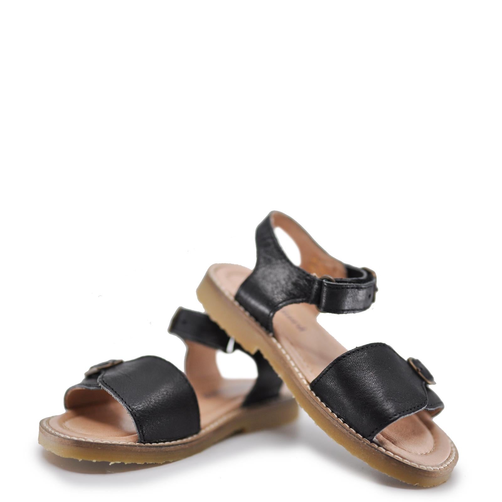 Petit Nord Black Velcro Sandal-Tassel Children Shoes