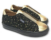 Atlanta Mocassin Black/Gold Spotted Elastic Slip-on Sneaker-Tassel Children Shoes