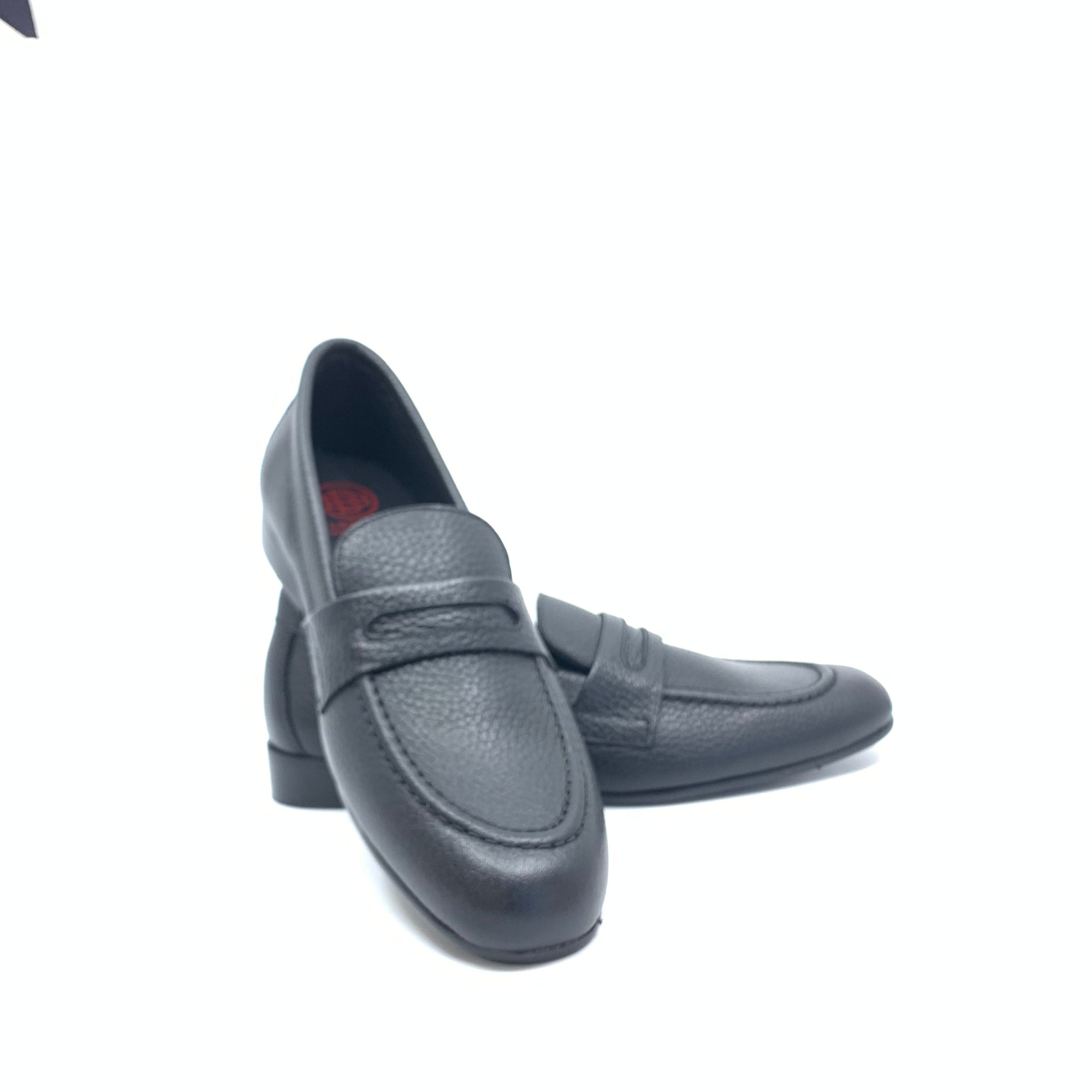 Blublonc Black Pebbled Penny Dress Shoe-Tassel Children Shoes