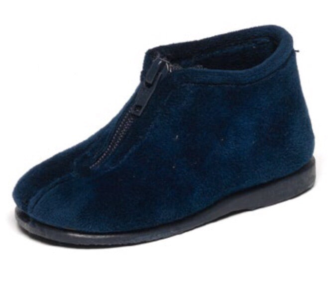 Cienta Navy Velour Zip Slipper-Tassel Children Shoes