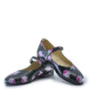Blublonc Flower Printed Leather Buckle Mary Jane-Tassel Children Shoes