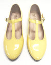 Beberlis Yellow Patent Pointed T-strap-Tassel Children Shoes