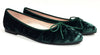 Beberlis Forest Green Velvet Ballet-Tassel Children Shoes