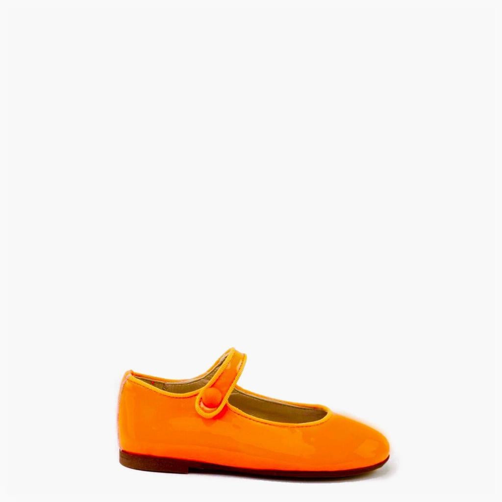 Papanatas Neon Orange Patent Mary Jane-Tassel Children Shoes
