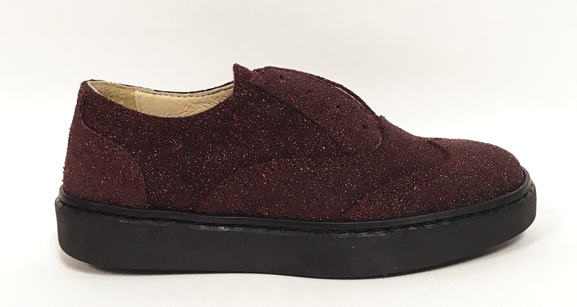 Zapeti Burgundy Glitter Slip-on Oxford-Tassel Children Shoes