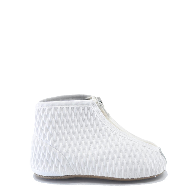 Pepe White Textured Zipper Bootie Tassel Children Shoes