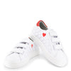 Atlanta Mocassin White and Red Heart Velcro Sneaker-Tassel Children Shoes