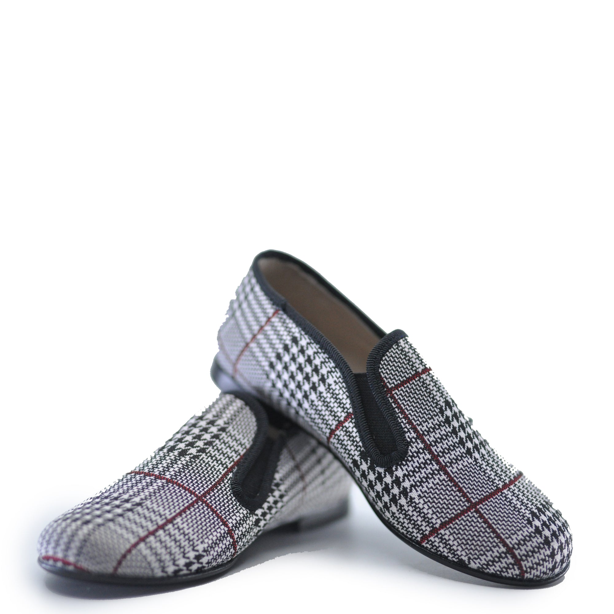 Hoo Plaid Houndstooth Smoking Loafer-Tassel Children Shoes
