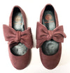 Blublonc Mauve Suede Bow Ballet-Tassel Children Shoes