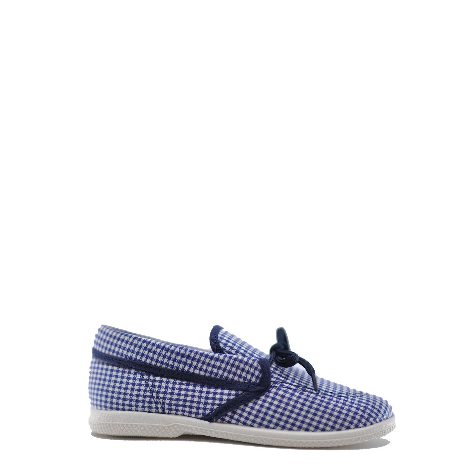 Pepe Navy Gingham Boat Shoe-Tassel Children Shoes