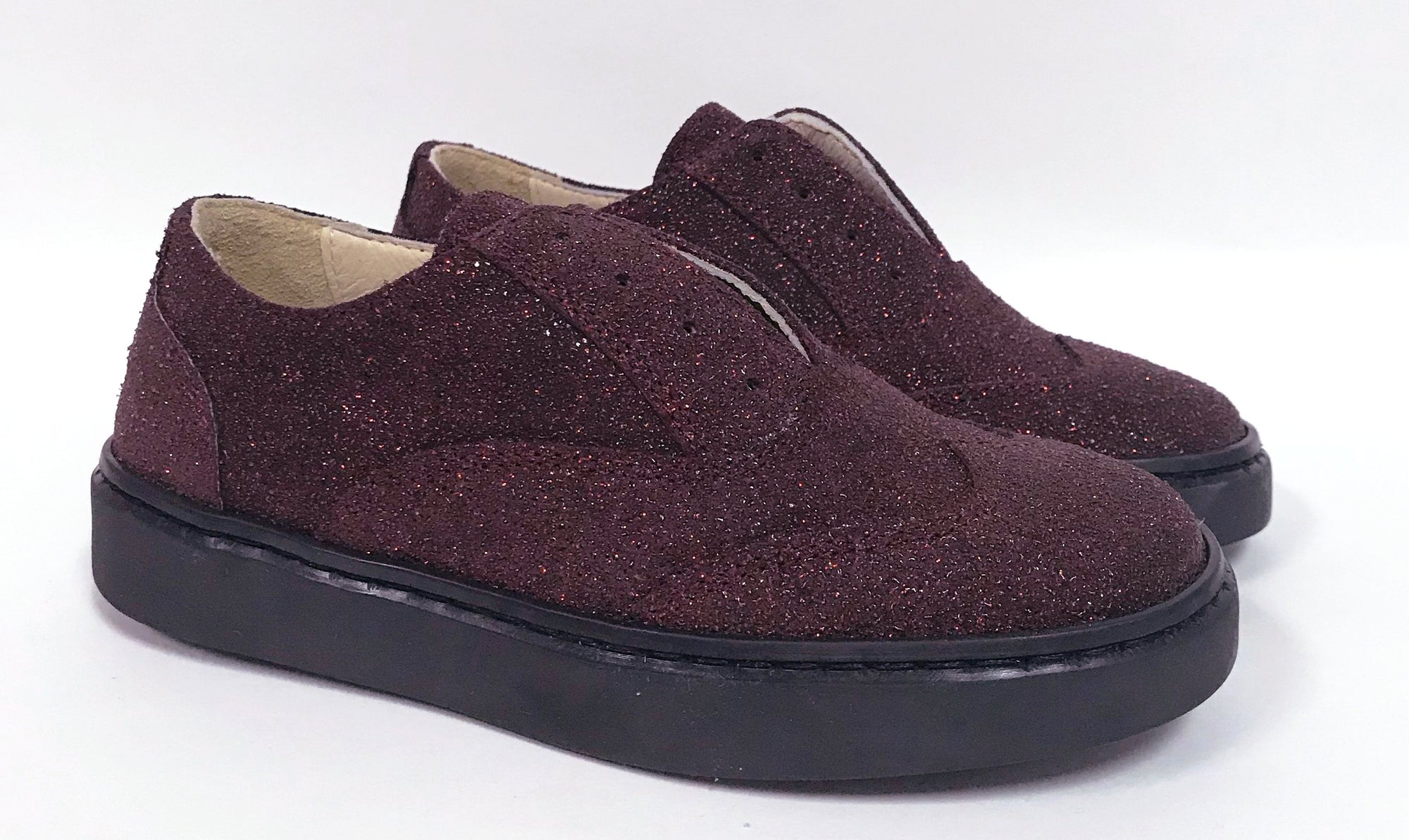 Zapeti Burgundy Glitter Slip-on Oxford-Tassel Children Shoes