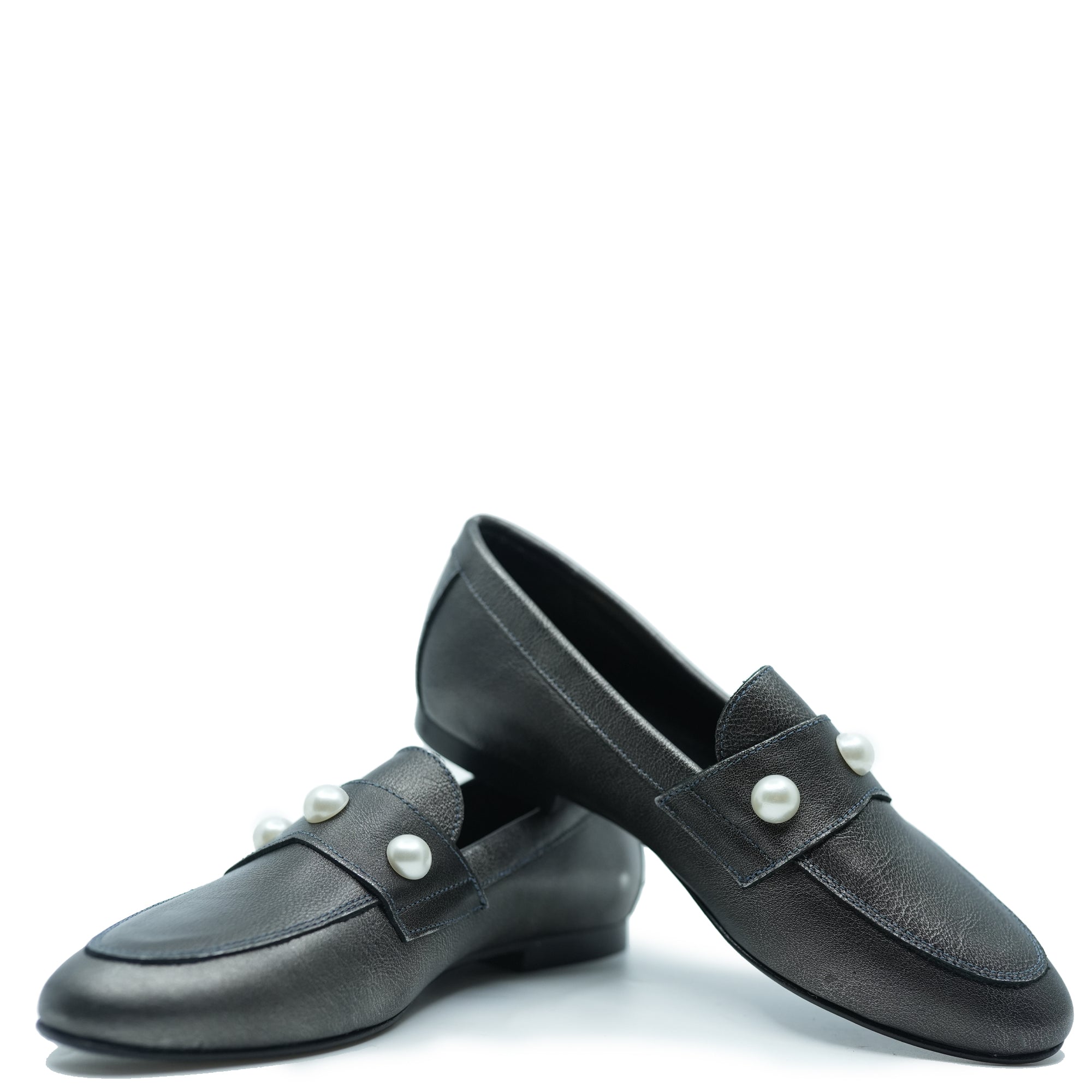 Blublonc Gunmetal Pearl Loafer-Tassel Children Shoes