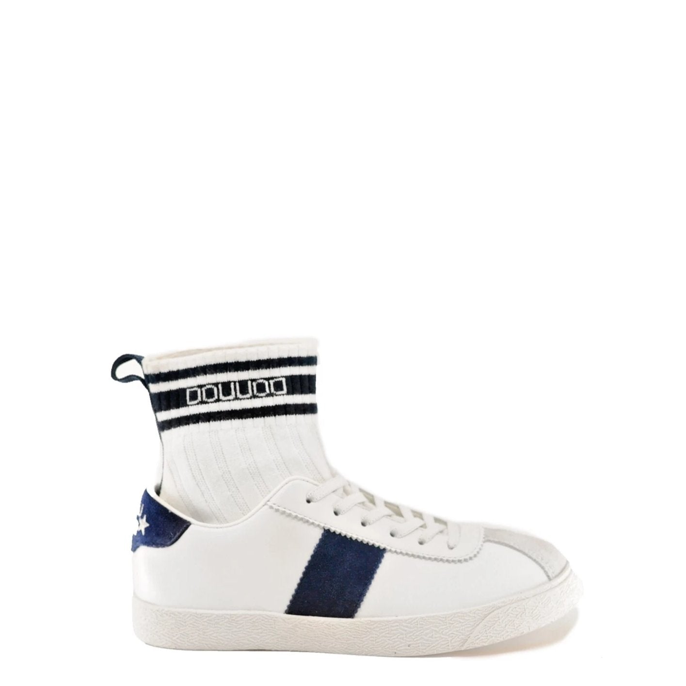 DouUod Navy/ White Striped Sock Lace Sneaker-Tassel Children Shoes